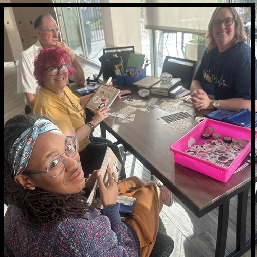 Mindy Conducting a Name Tag Workshop